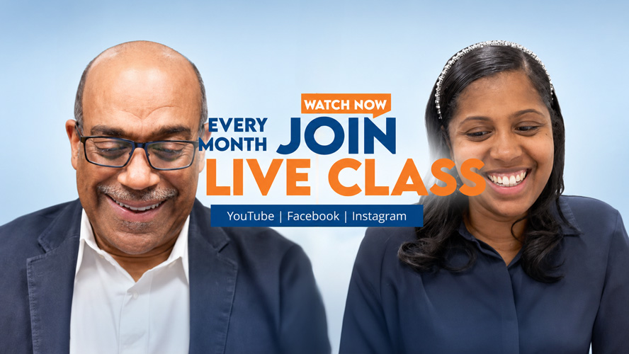 Join the JustWord live class every month on YouTube, Facebook, and Instagram