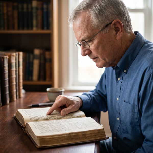 man studying the bible